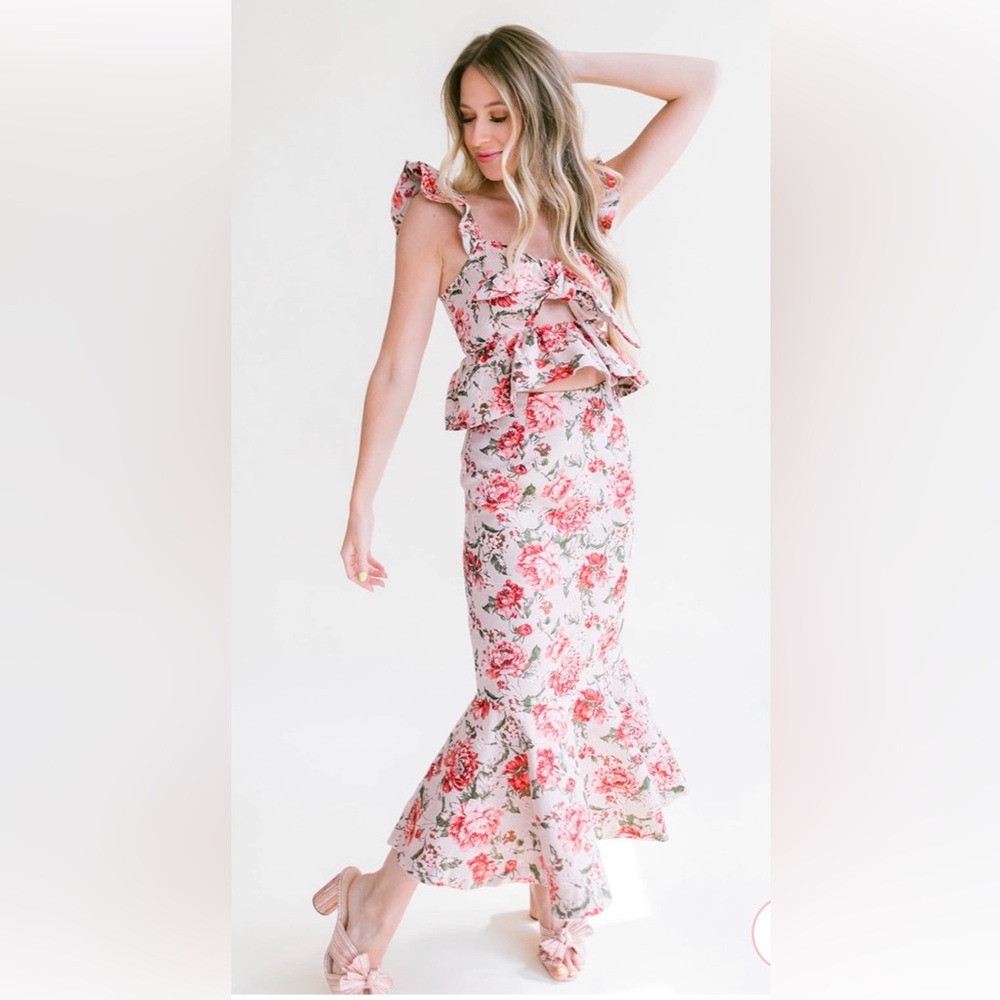 En Saison Floral Ruffle Two-Piece Set